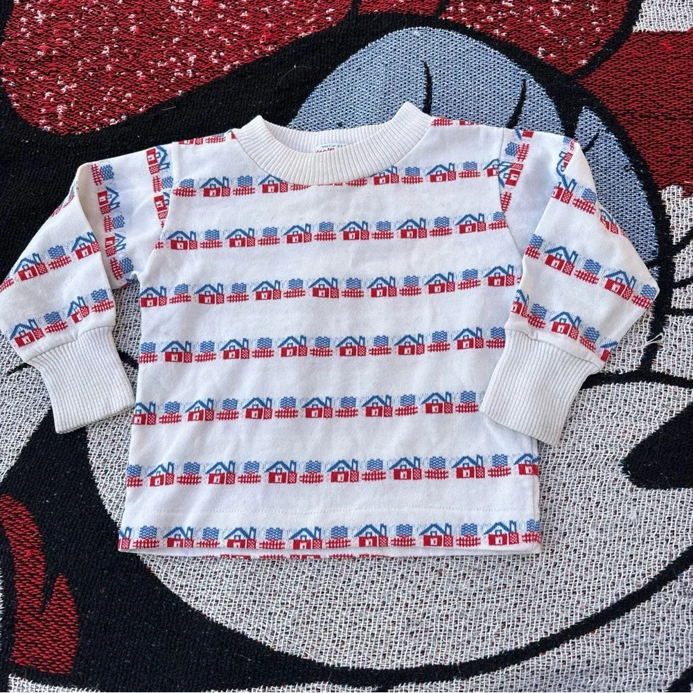 VINTAGE HEALTH TEX FARM BARN LONG SLEEVE TOP SIZE 18 MONTHS - Picture 1 of 3